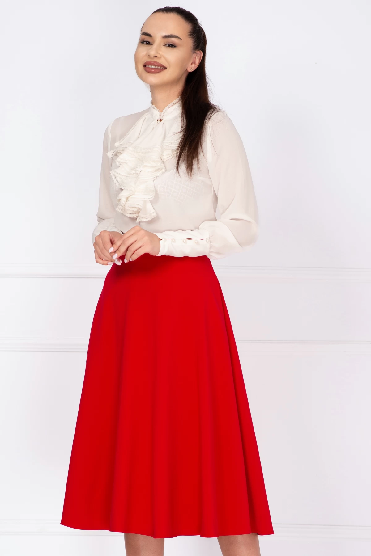 Bluza Effect Voal Ivoire cu Jabou - Eleganta