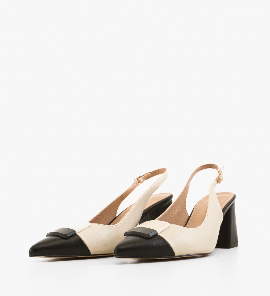Pantofi dama Sandy Bej cu toc elegant și comod - imagine 4