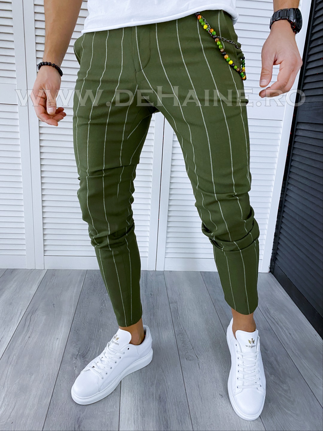 Pantaloni Casual Barbati Kaki Regular Fit