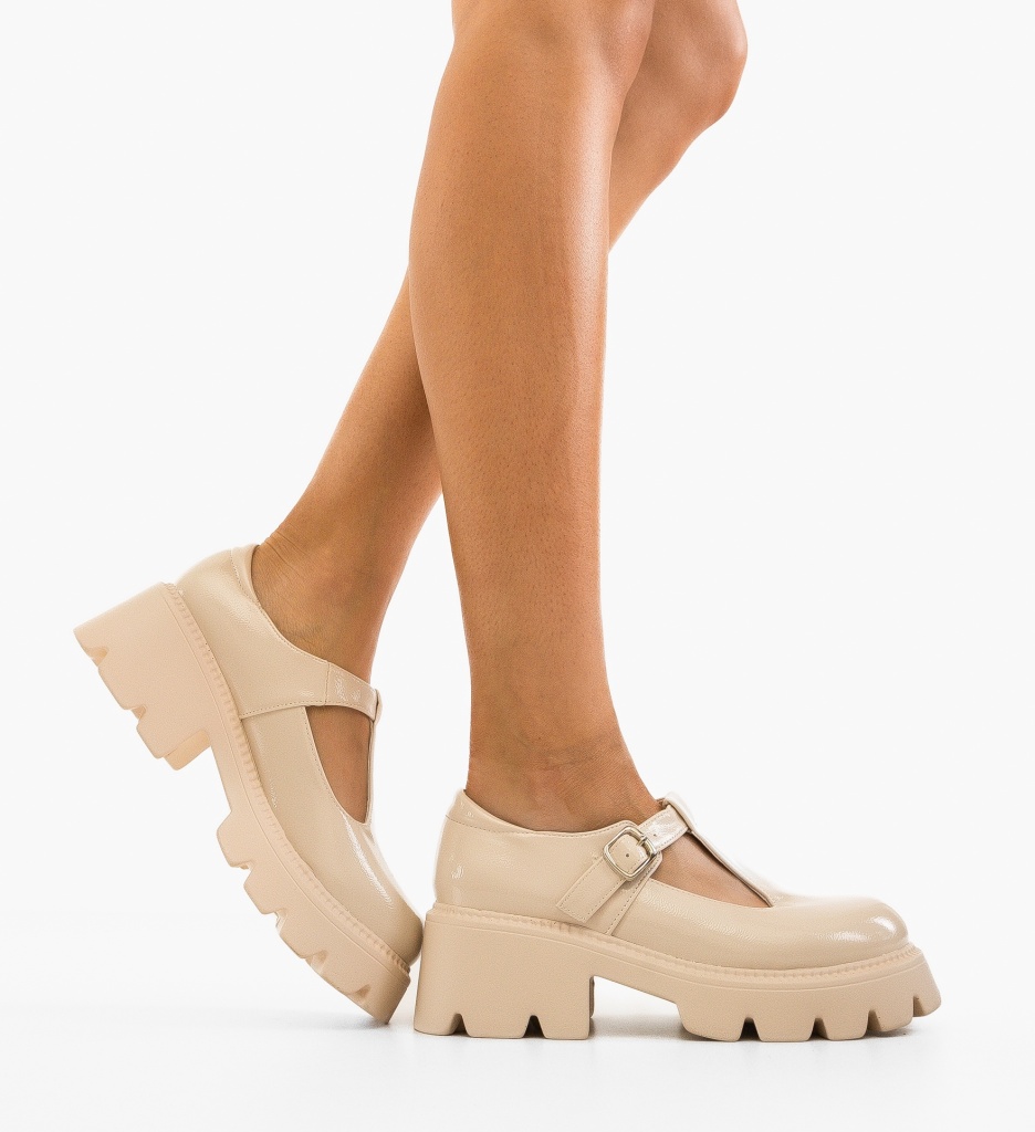 Pantofi Casual Dama Fabox Bej - Confort Stilat