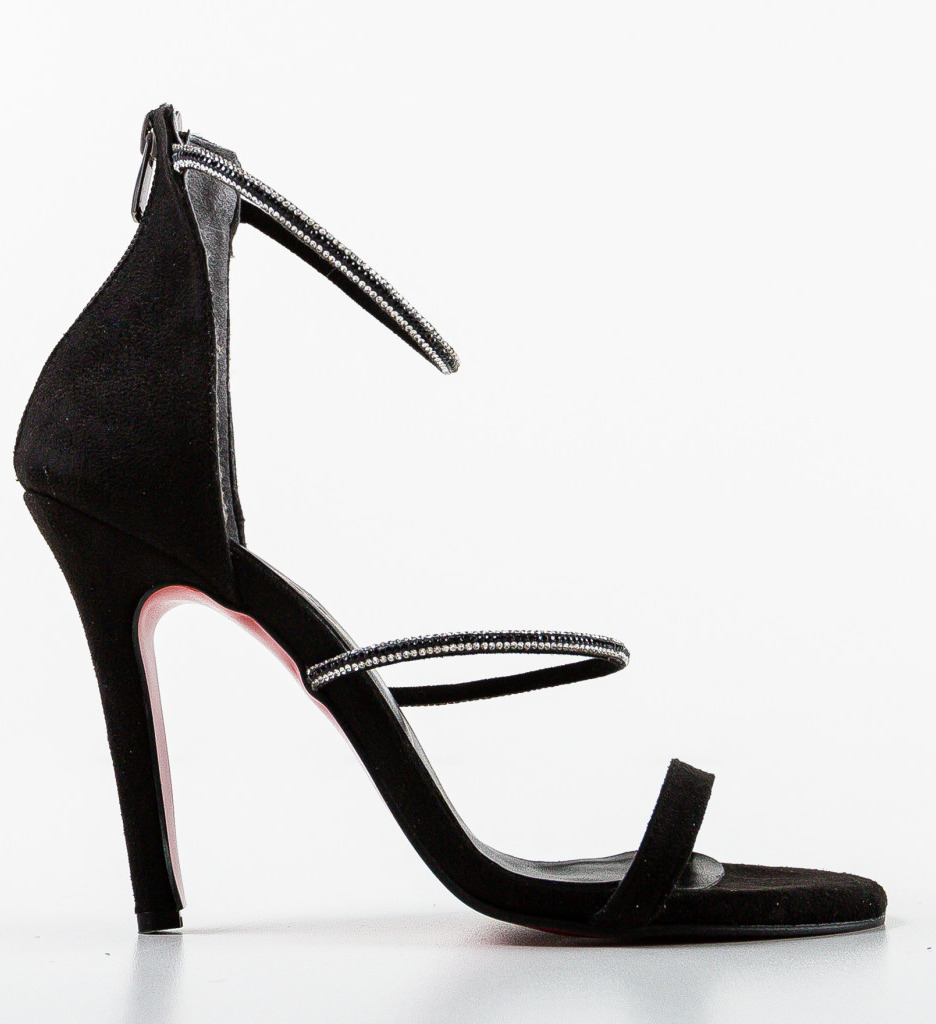 Sandale cu toc Cazak Negre Elegante - imagine 4