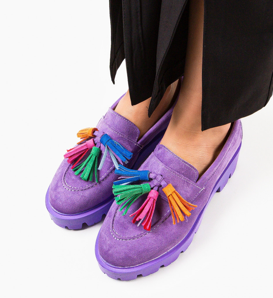 Pantofi Casual Dama Mov Kuciure - Stil Confort - imagine 4