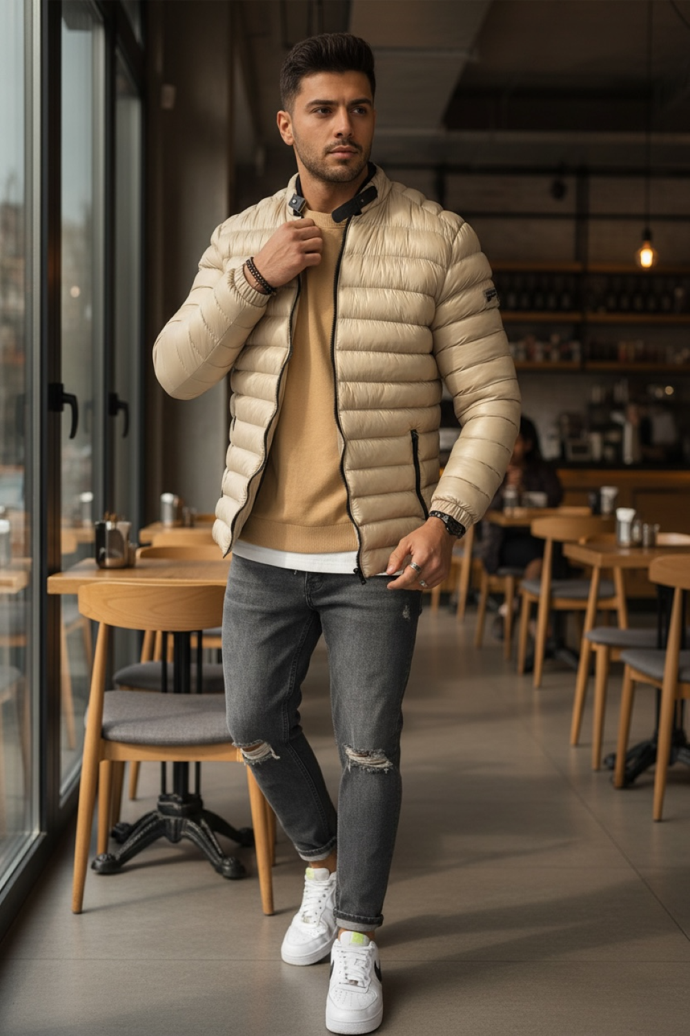 Geaca Barbati Bej Iarna | Stil Slim Fit Modern