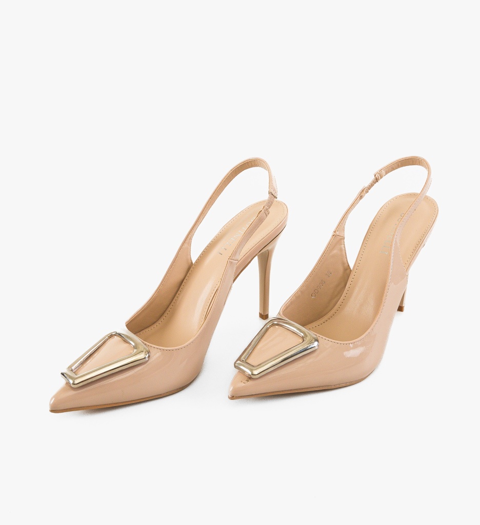 Pantofi dama Bej cu toc - Eleganță Malas - imagine 4