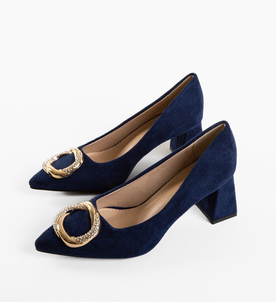Pantofi Tillie Albastri cu Toc Eleganti - imagine 2