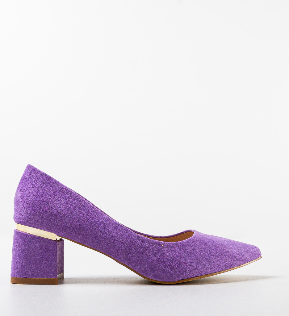 Pantofi Brandy Mov Eleganți cu Toc - imagine 5