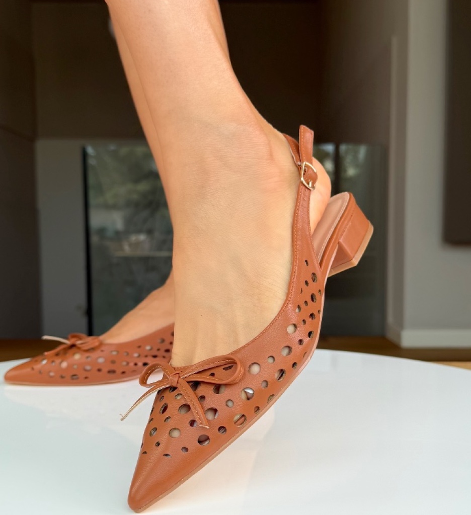 Pantofi dama Egor Camel eleganti cu toc