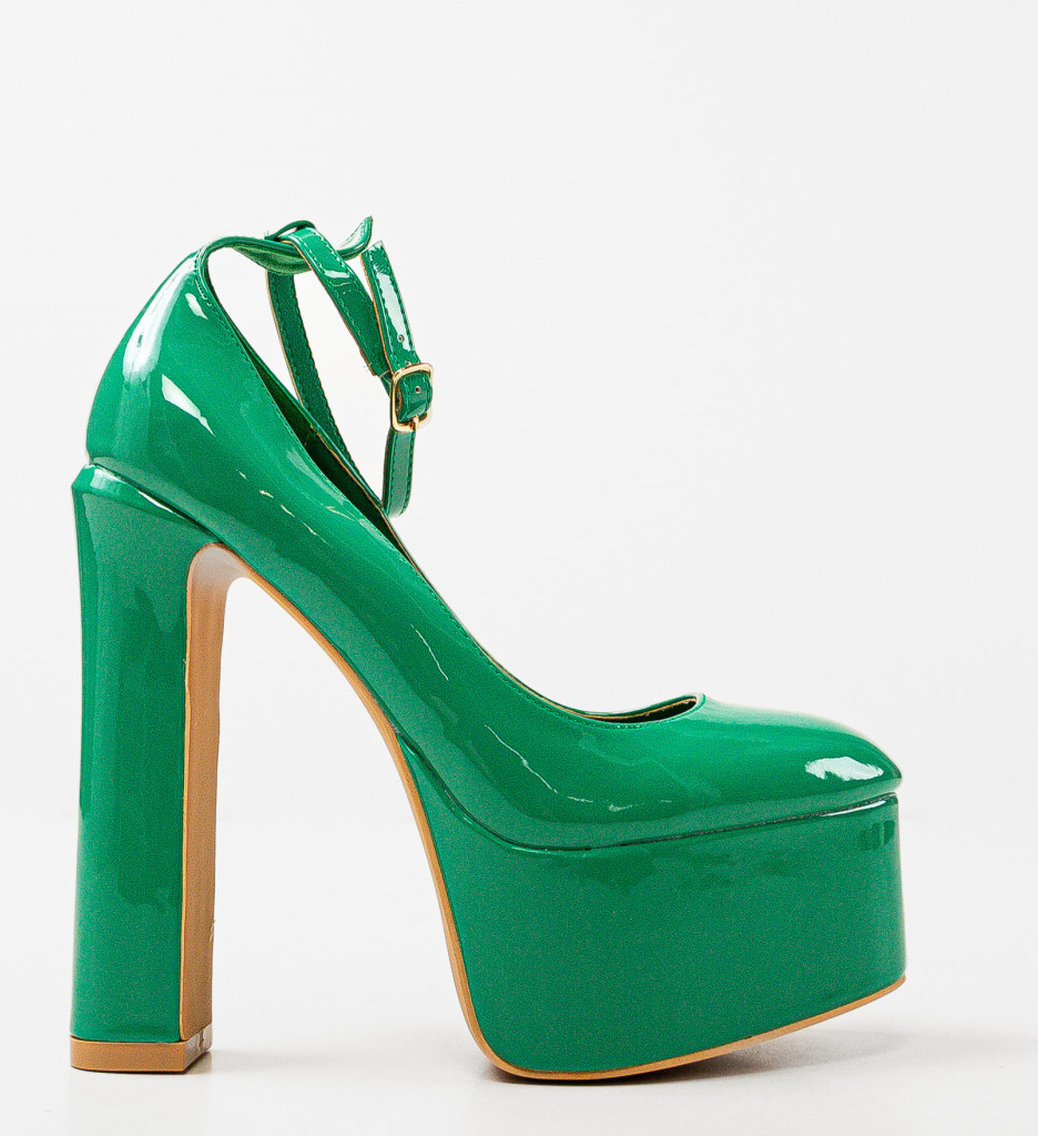 Pantofi Elysia Verzi cu Toc Elegant - imagine 2