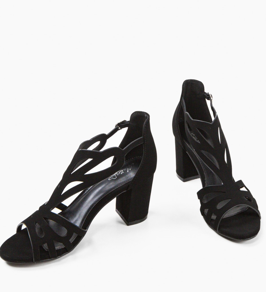 Sandale Bassam Negre Elegante cu Toc - imagine 5