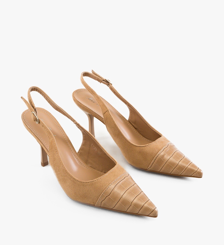 Pantofi dama Hegrid Bej cu toc elegant - imagine 4
