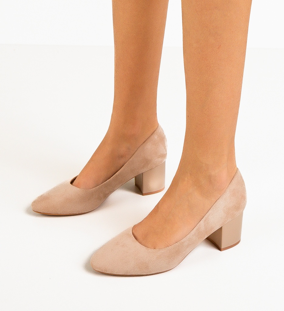 Pantofi Dama Kedel Bej cu Toc - Stil Feminin - imagine 3
