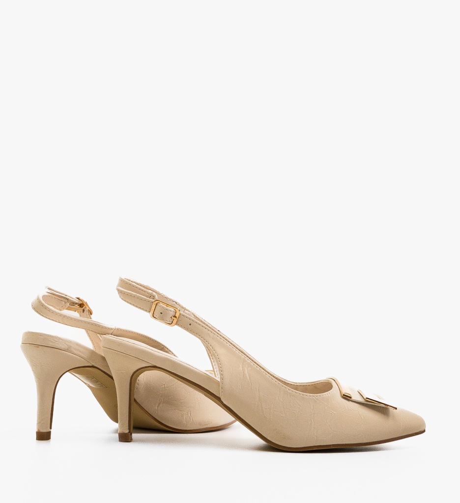 Pantofi Dama Addab Bej cu Toc Eleganți - imagine 4
