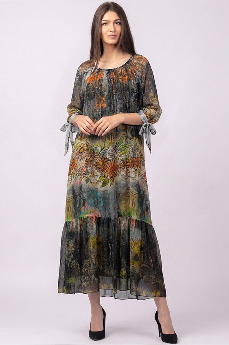 Rochie Shopika Matase & Vascoza Imprimeu Pictural
