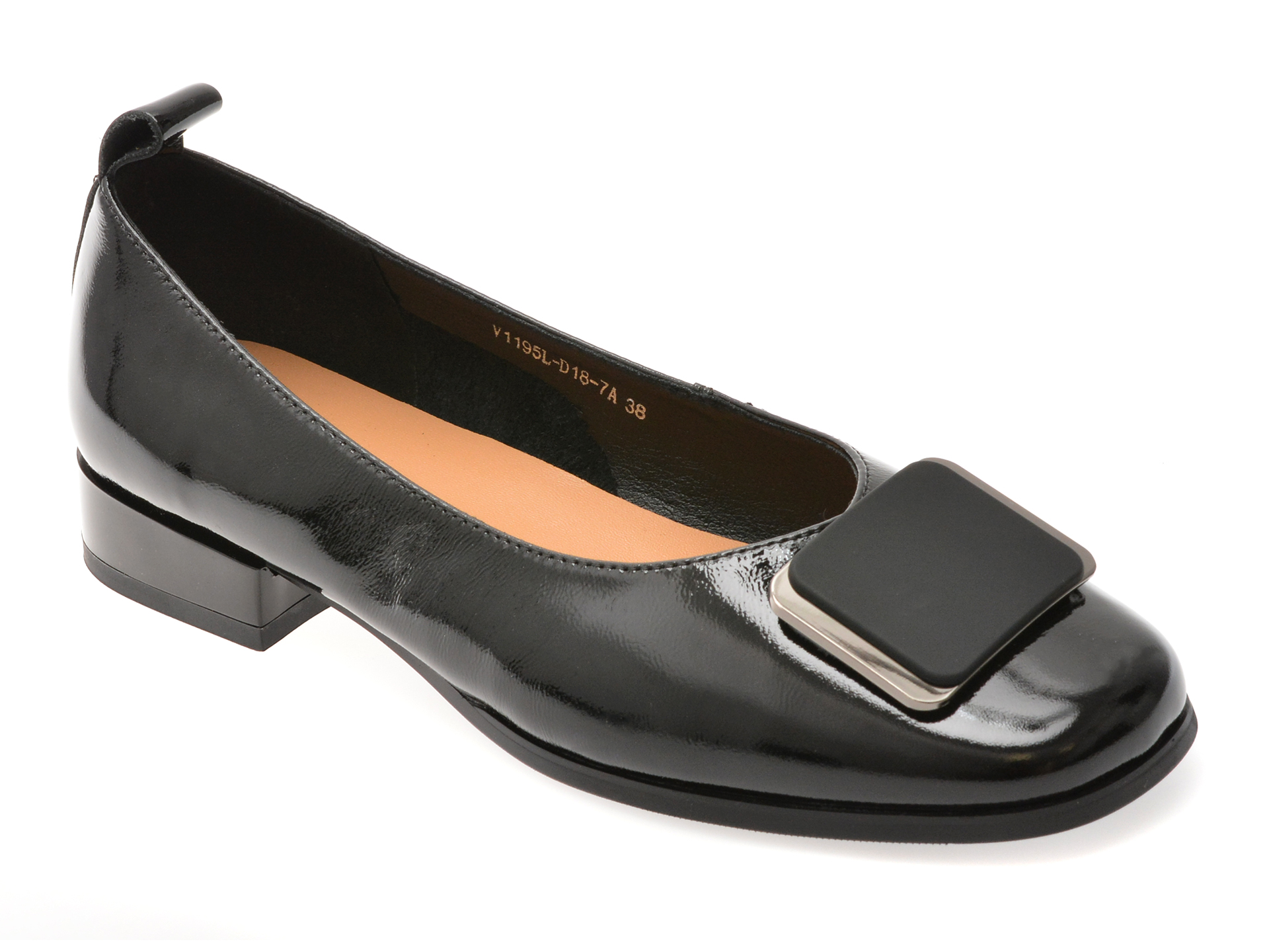 Balerini EPICA negri din piele lacuită - confort premium