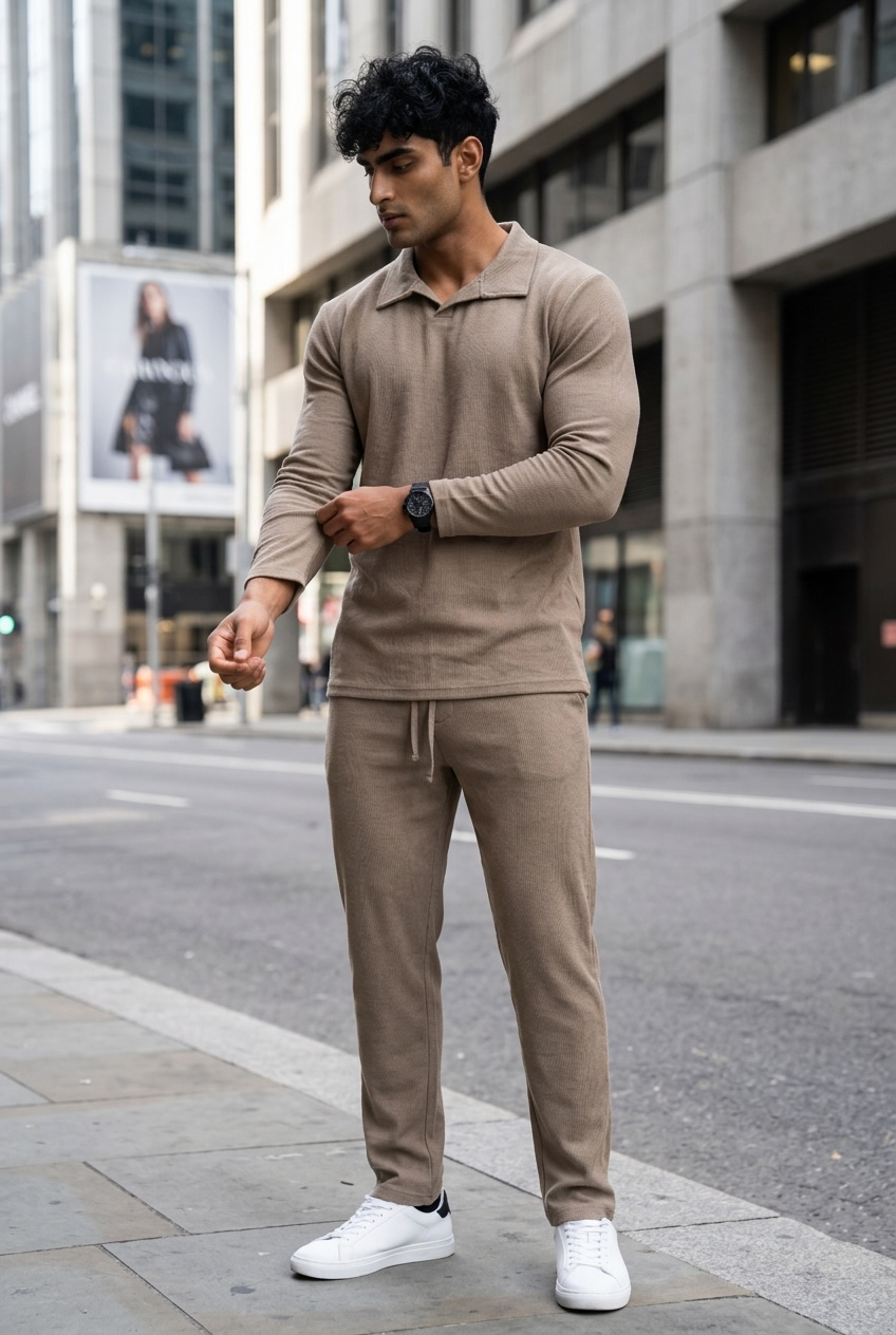 Trening barbati slim fit maro Pantaloni + Hanorac 7500 D11-2