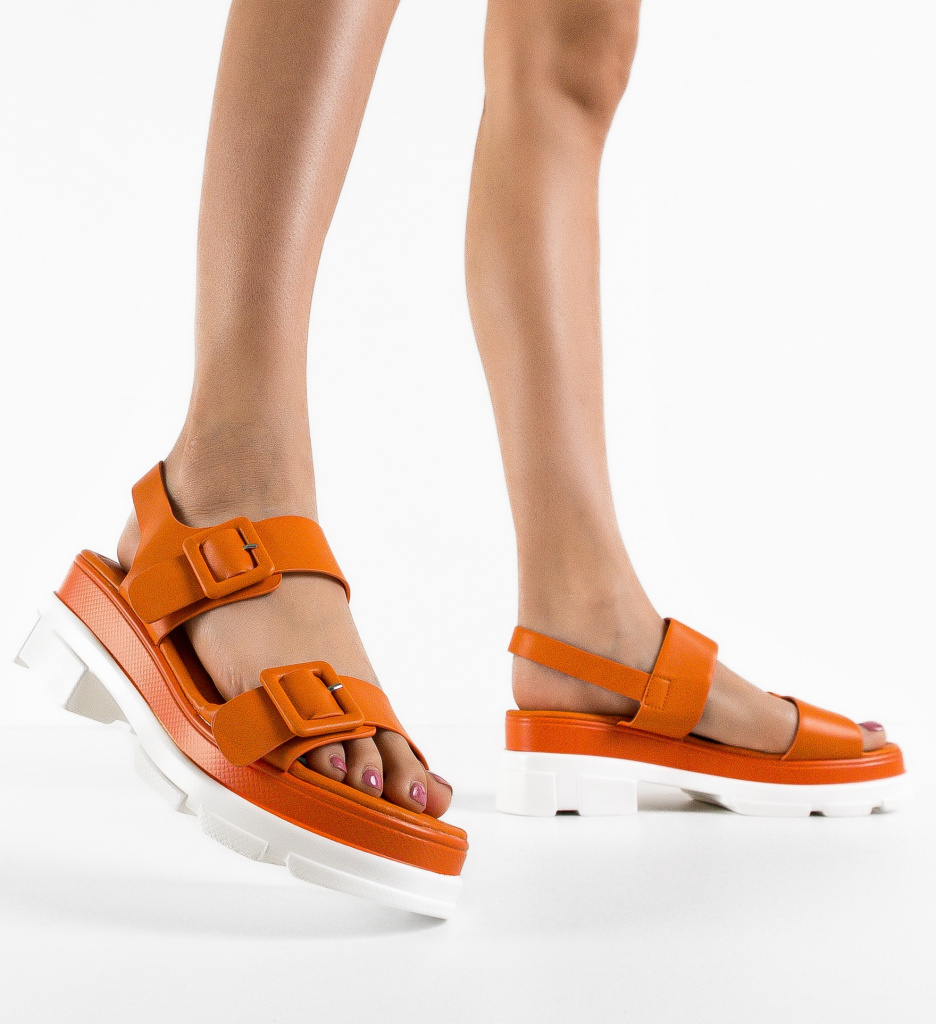 Sandale Dama Portocalii Robute - Confort & Stil - imagine 2
