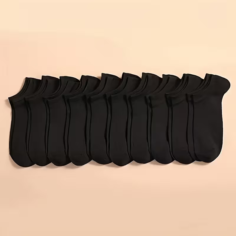 Set 10 sosete negre scurte bumbac