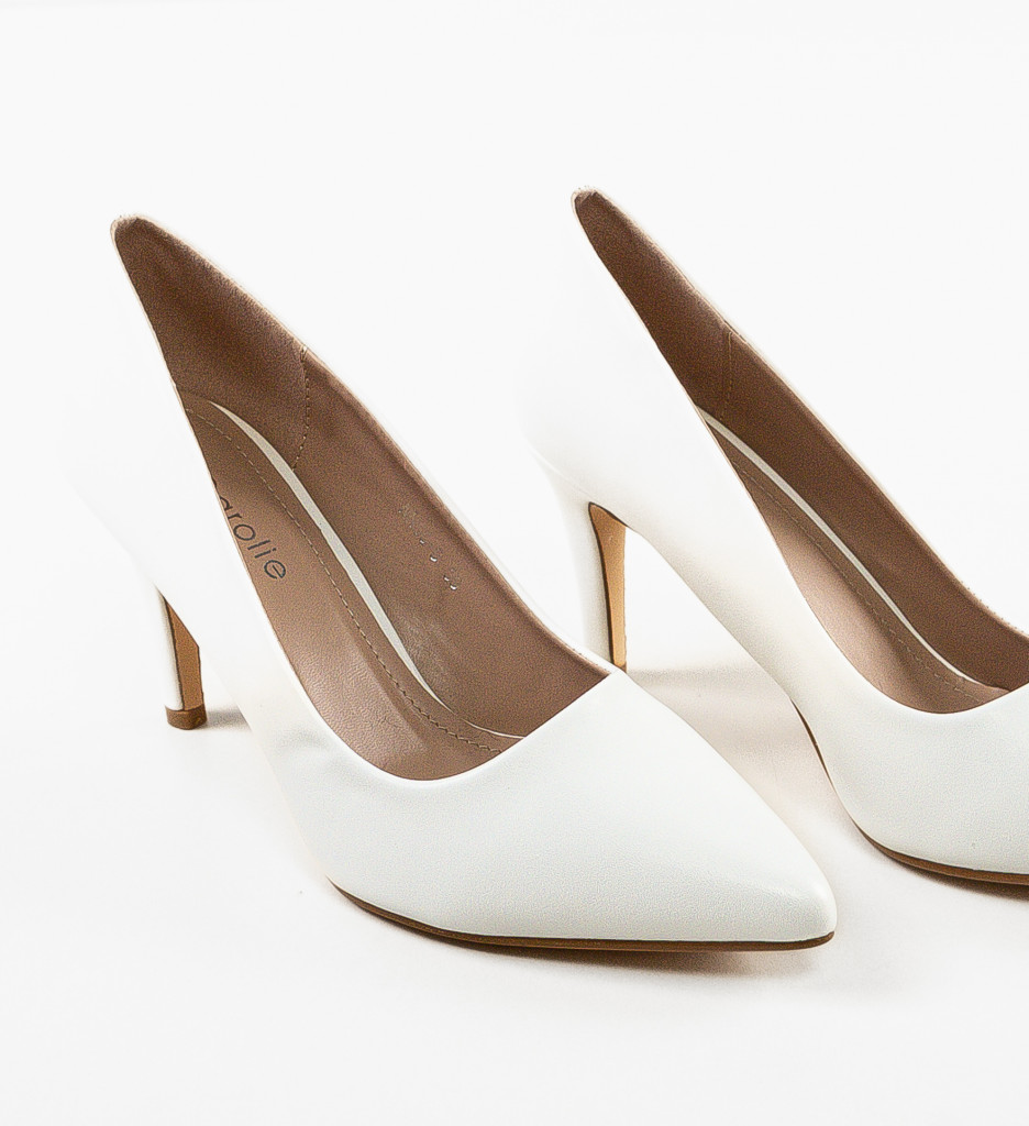 Pantofi Taylor Albi cu Toc Eleganți - Design Modern - imagine 6