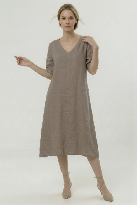 Rochie In Midi Bej Shopika | Croi Lejer Elegant