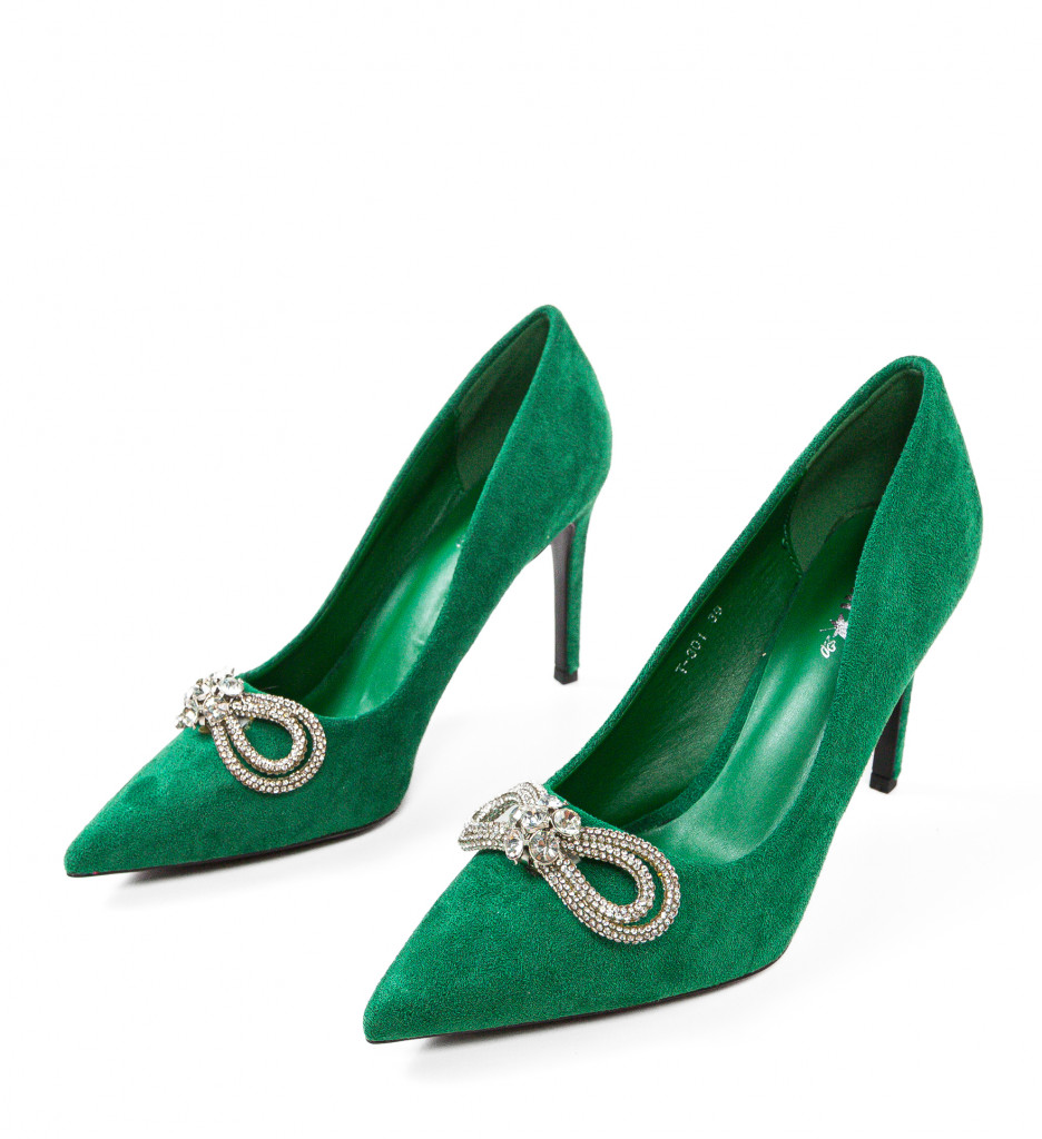 Pantofi cu Toc Chalk Verzi | Eleganță - imagine 6