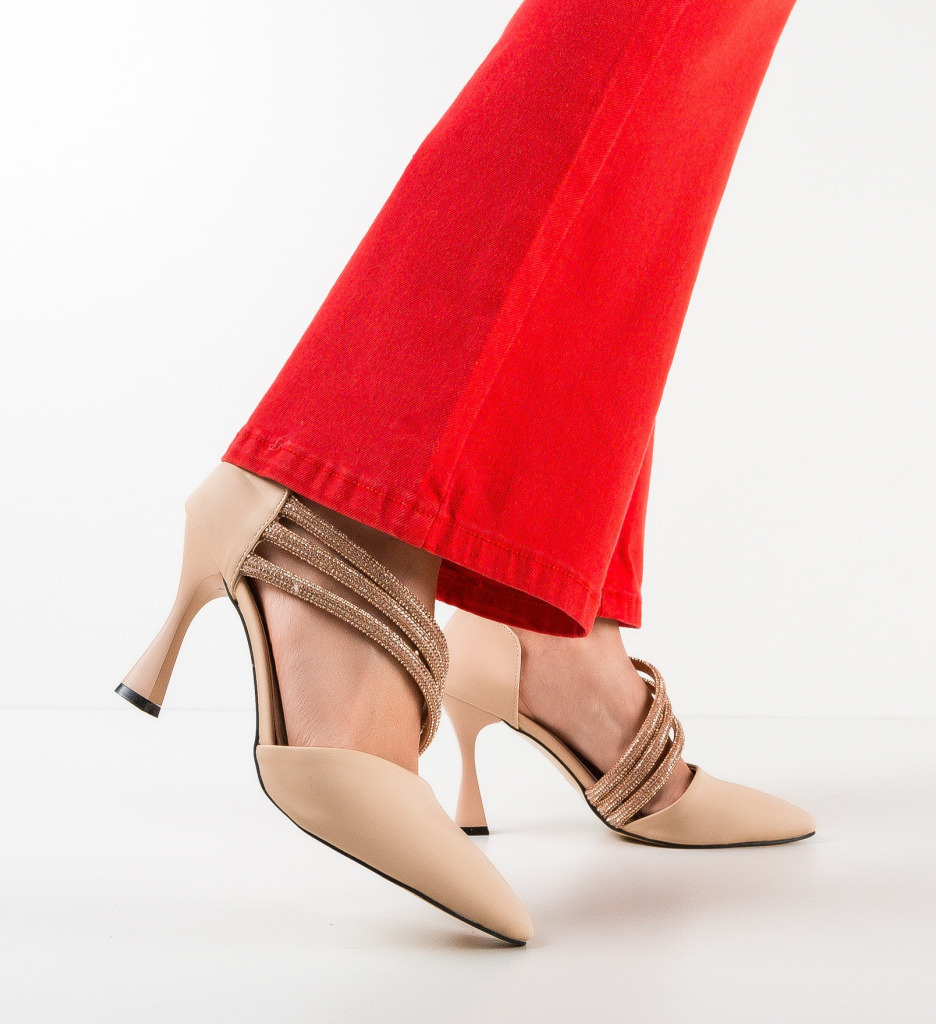Pantofi Dama cu Toc Aquila Bej | Eleganță - imagine 2