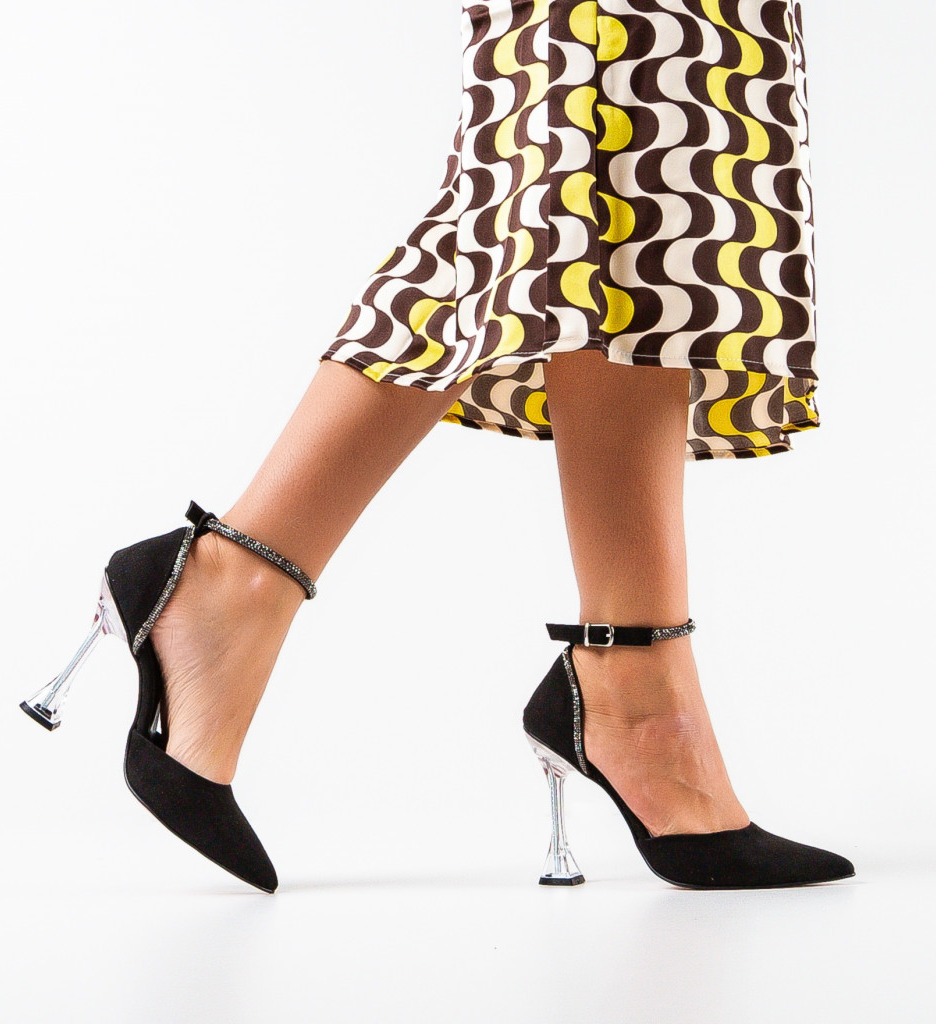Pantofi Oskaj Negri Eleganți cu Toc - imagine 3