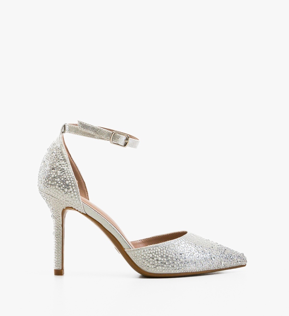 Pantofi dama Pillpe Argintii eleganți cu toc - imagine 3