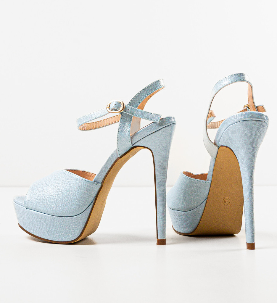 Sandale Ivy Albastre cu Toc Elegante - imagine 6