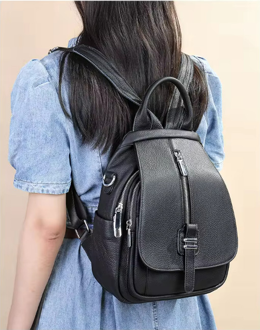 Rucsac dama Delis Soraya GT2739 din piele naturala, Negru - imagine 3