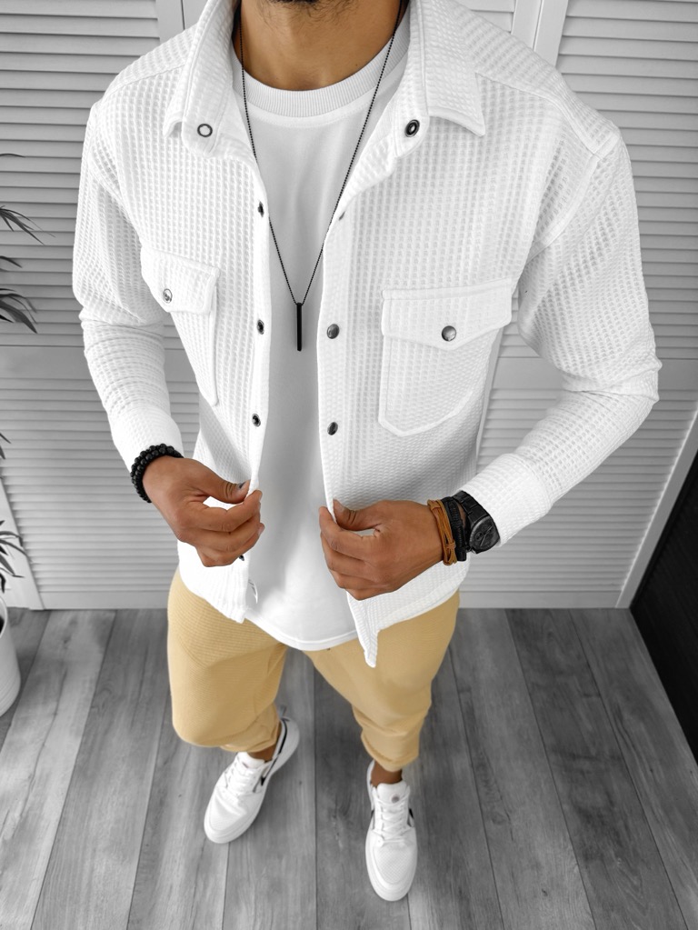 Camașă Bărbați Casual Albă Slim Fit | Stil Modern