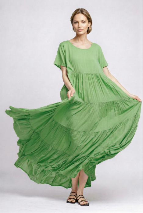 Rochie Shopika verde cu volane | Eleganță și confort - imagine 2