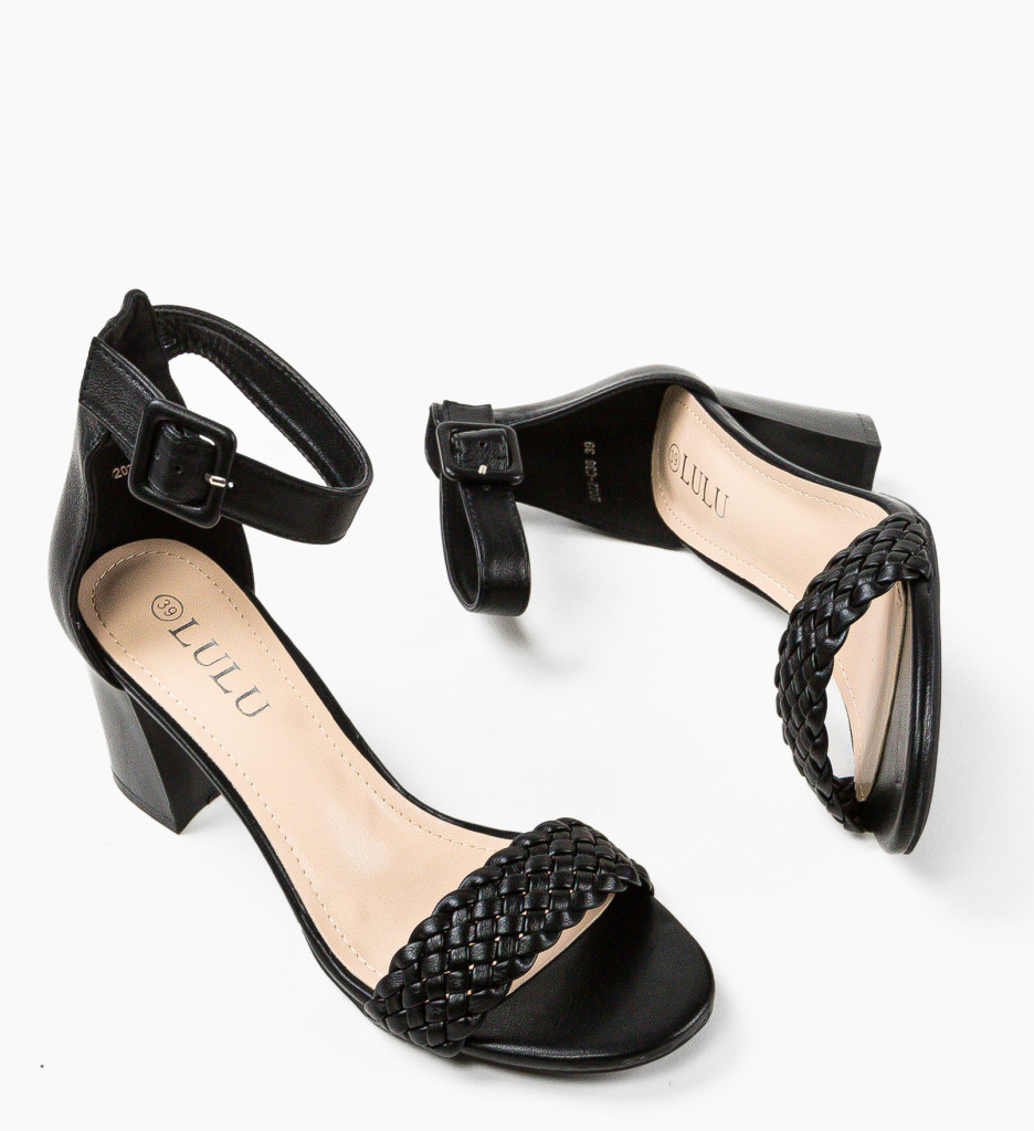 Sandale Polish Negre cu Toc Elegant - imagine 7