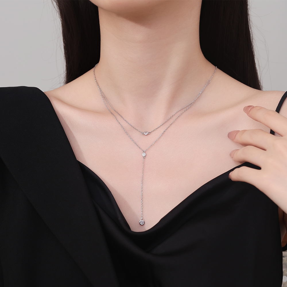 Lantisor argint 925 cu zirconiu, placat rodiu, Haifeng - imagine 3