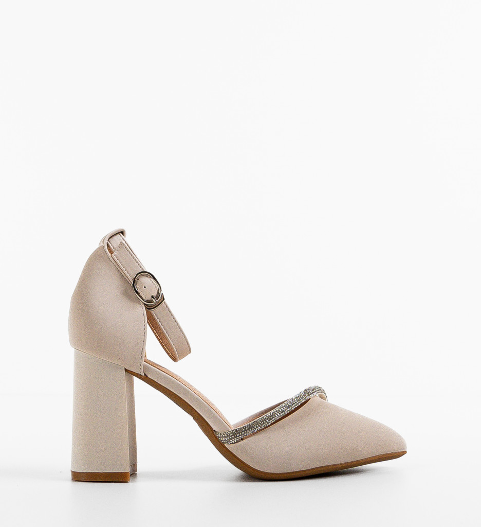 Pantofi Dama Bej cu Toc Eleganți Dem - imagine 3