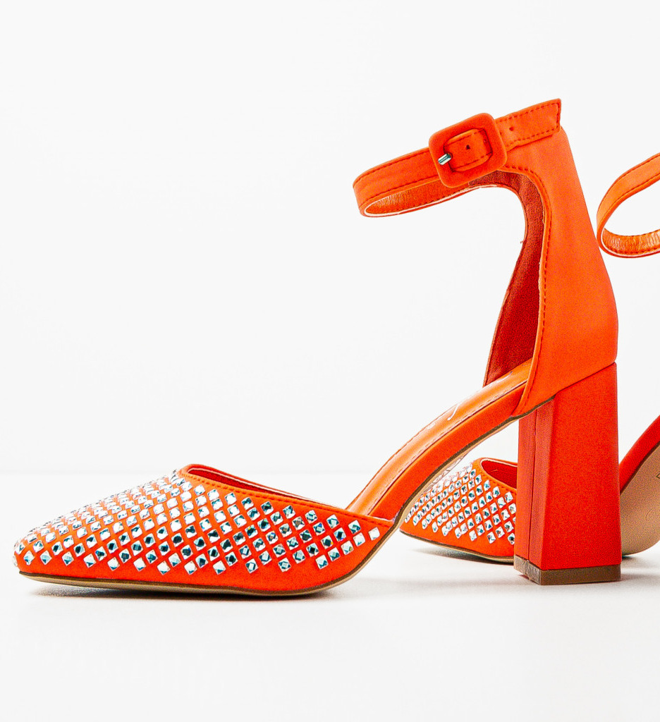 Pantofi dama Seymour portocalii cu toc elegant - imagine 8