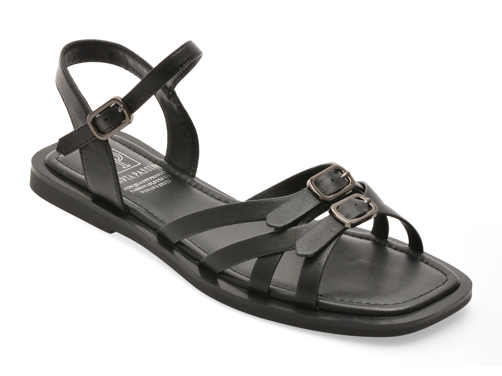 Sandale Flavia Passini Negre Piele Naturală