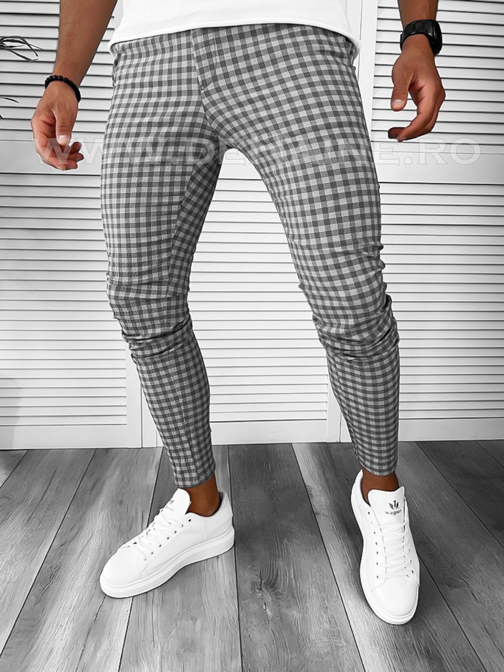 Pantaloni Casual Bărbați Carouri Regular Fit