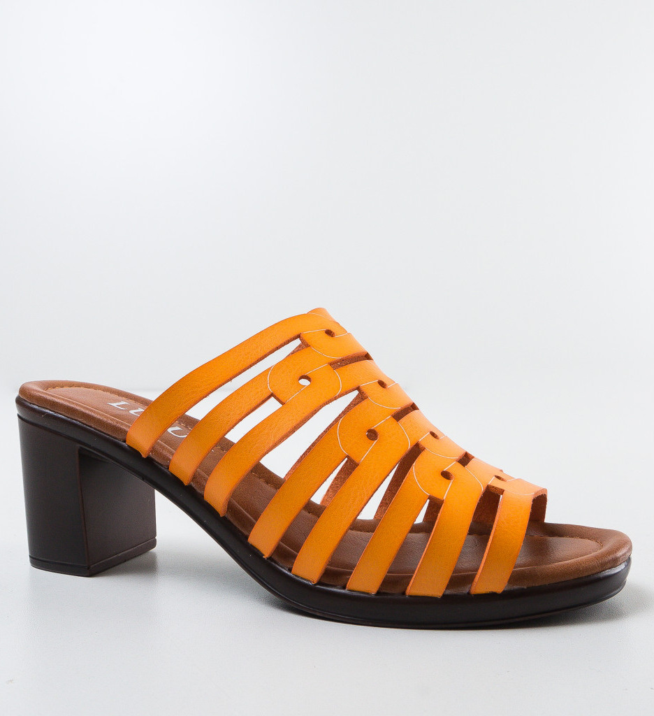 Sandale Stroben Galbene cu Toc Elegant - imagine 5