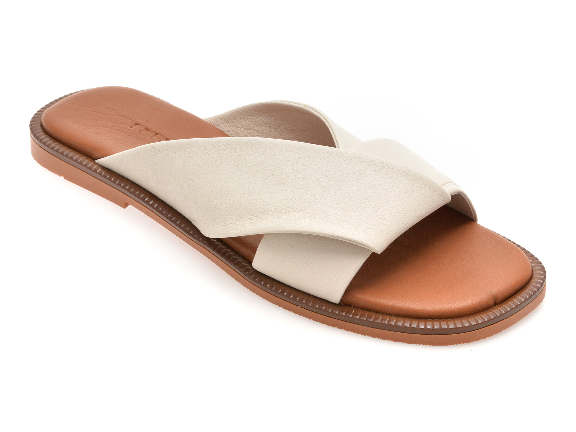 Papuci EPICA albi din piele naturală | Confort