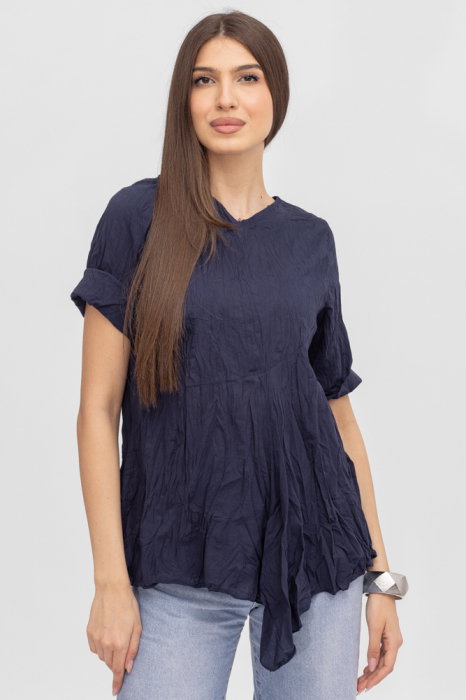 Bluza Creponată Bleumarin Shopika | Stil Asimetric