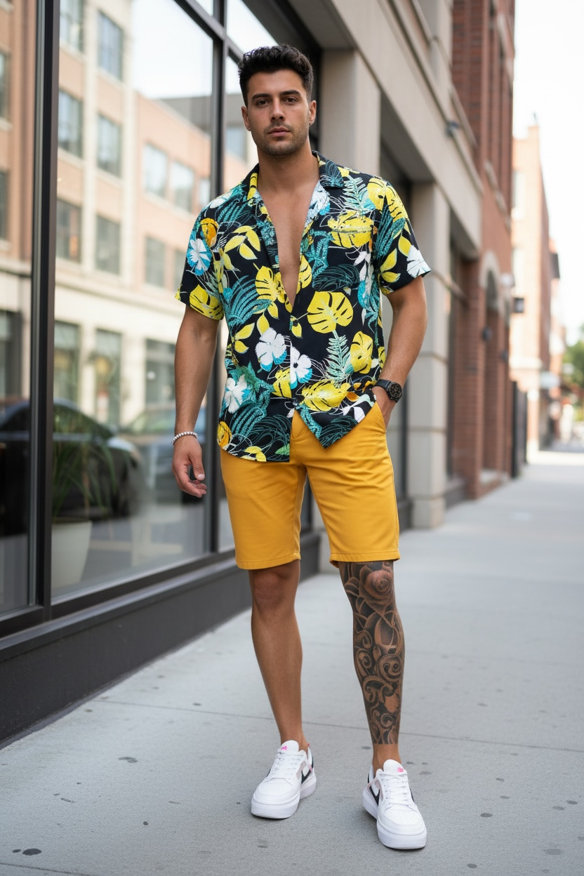 Pantaloni scurți casual mustar | Stil confortabil - imagine 2