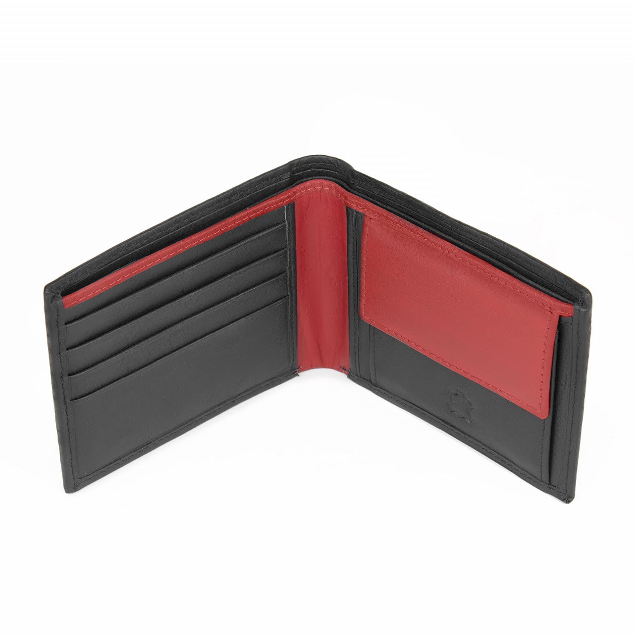 Portofel Delis Piele Naturală Negru-Rosu - Eleganță - imagine 5