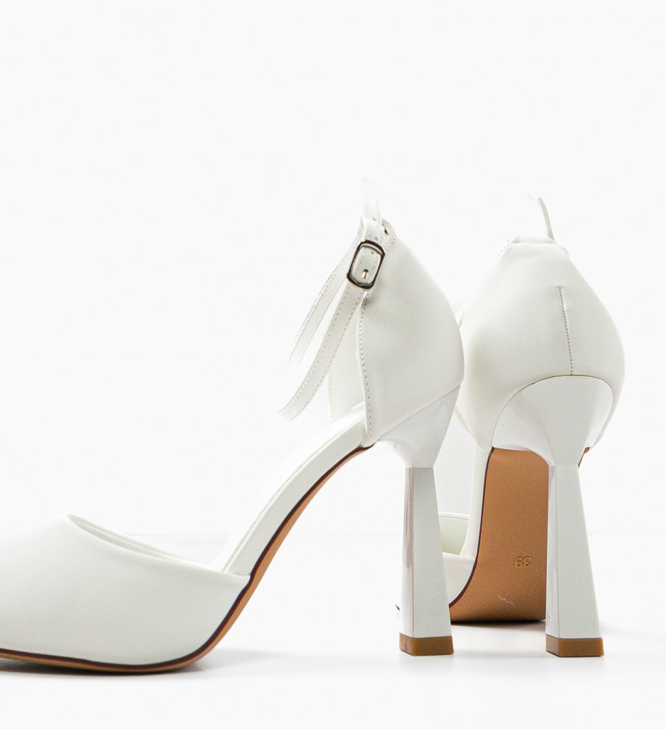 Pantofi dama Trypho Albi Eleganți cu Toc - imagine 4
