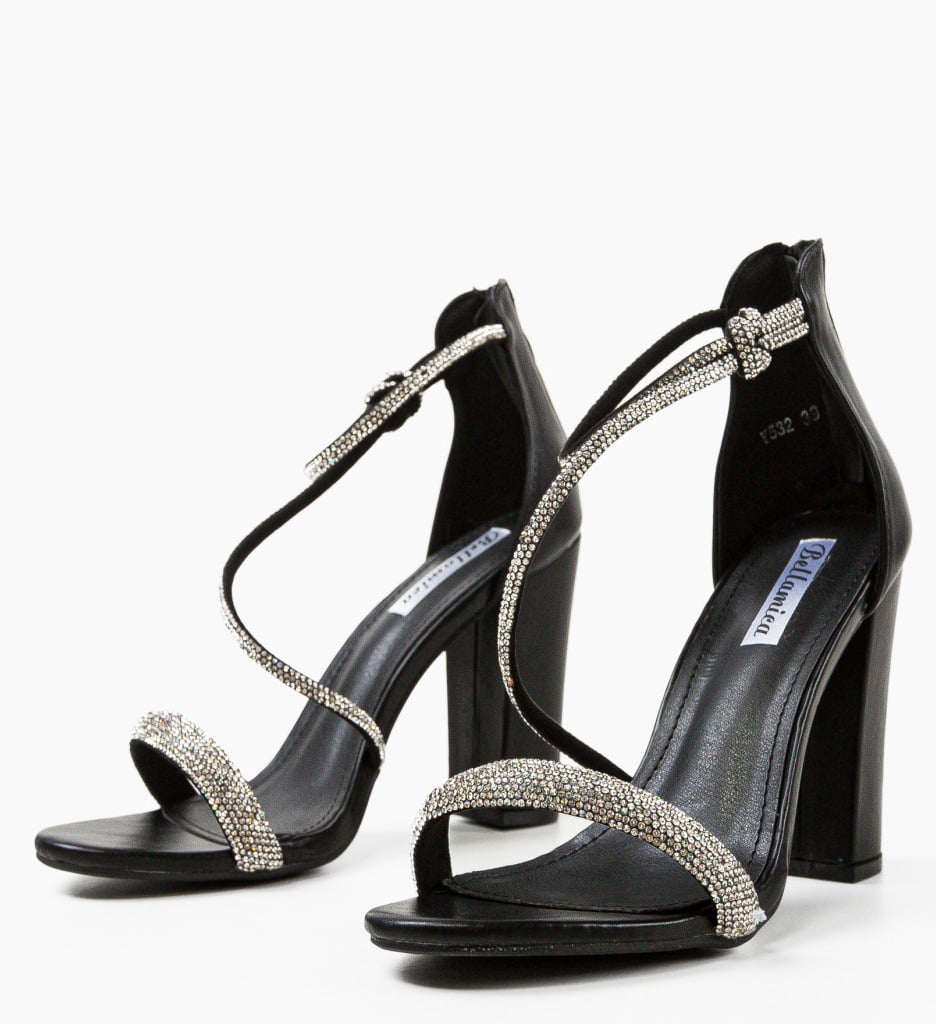 Sandale cu Toc Johann Elegante Negre - imagine 5