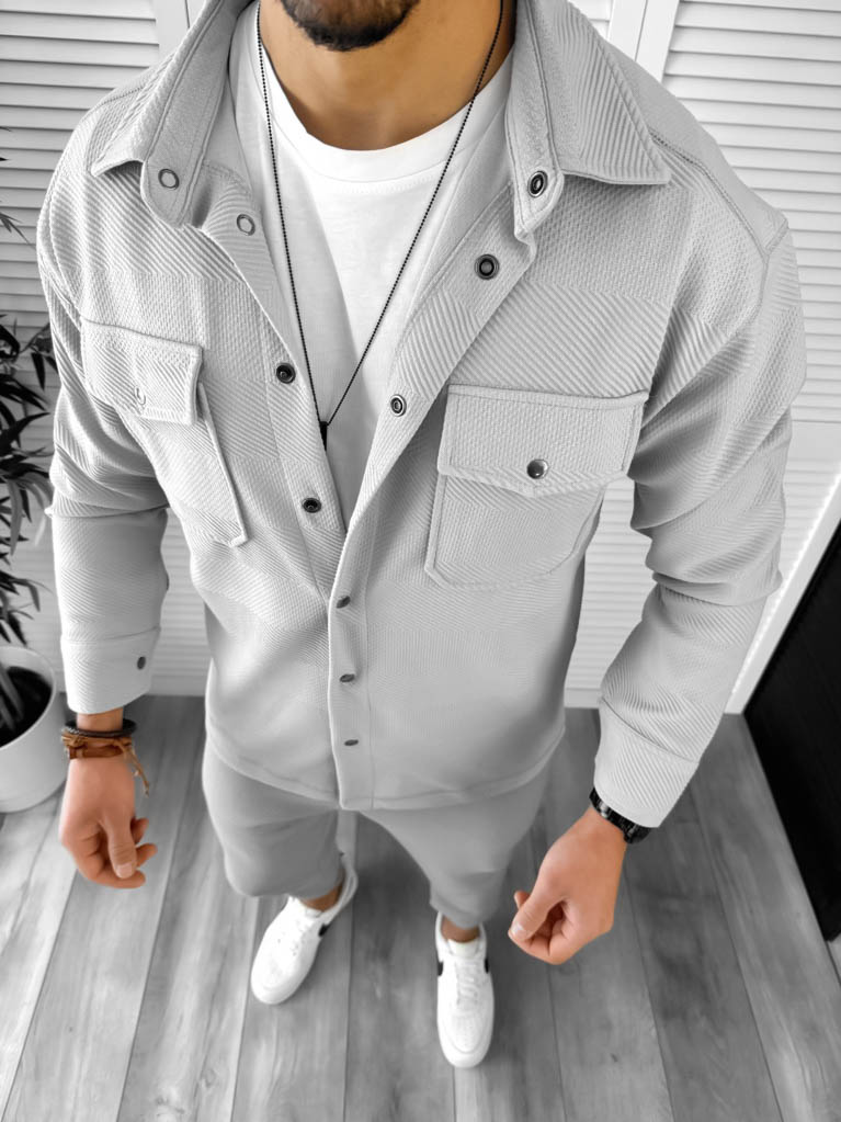 Cămăși bărbați casual gri slim fit | Design modern