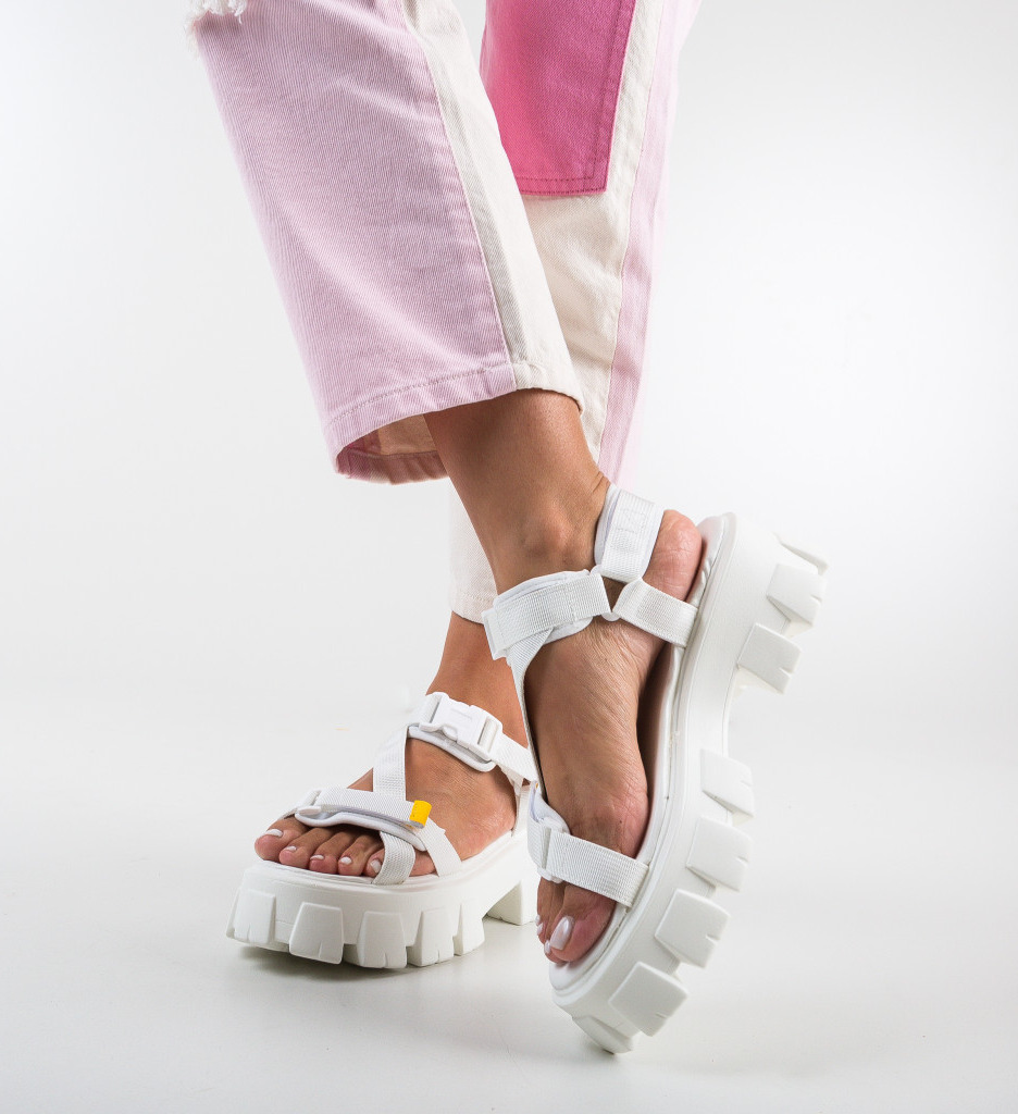 Sandale Roral Albe Elegante și Confortabile - imagine 4