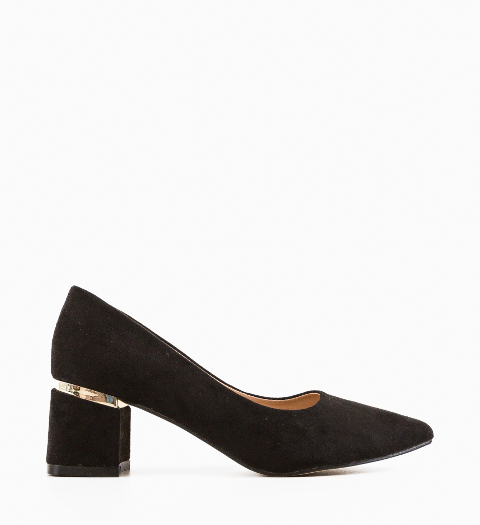 Pantofi Hazmelo Negri cu Toc Stilat - imagine 5