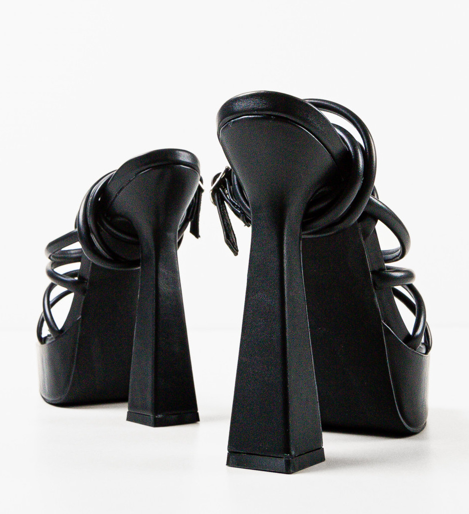 Sandale Everly Negre cu Toc Elegante - imagine 7