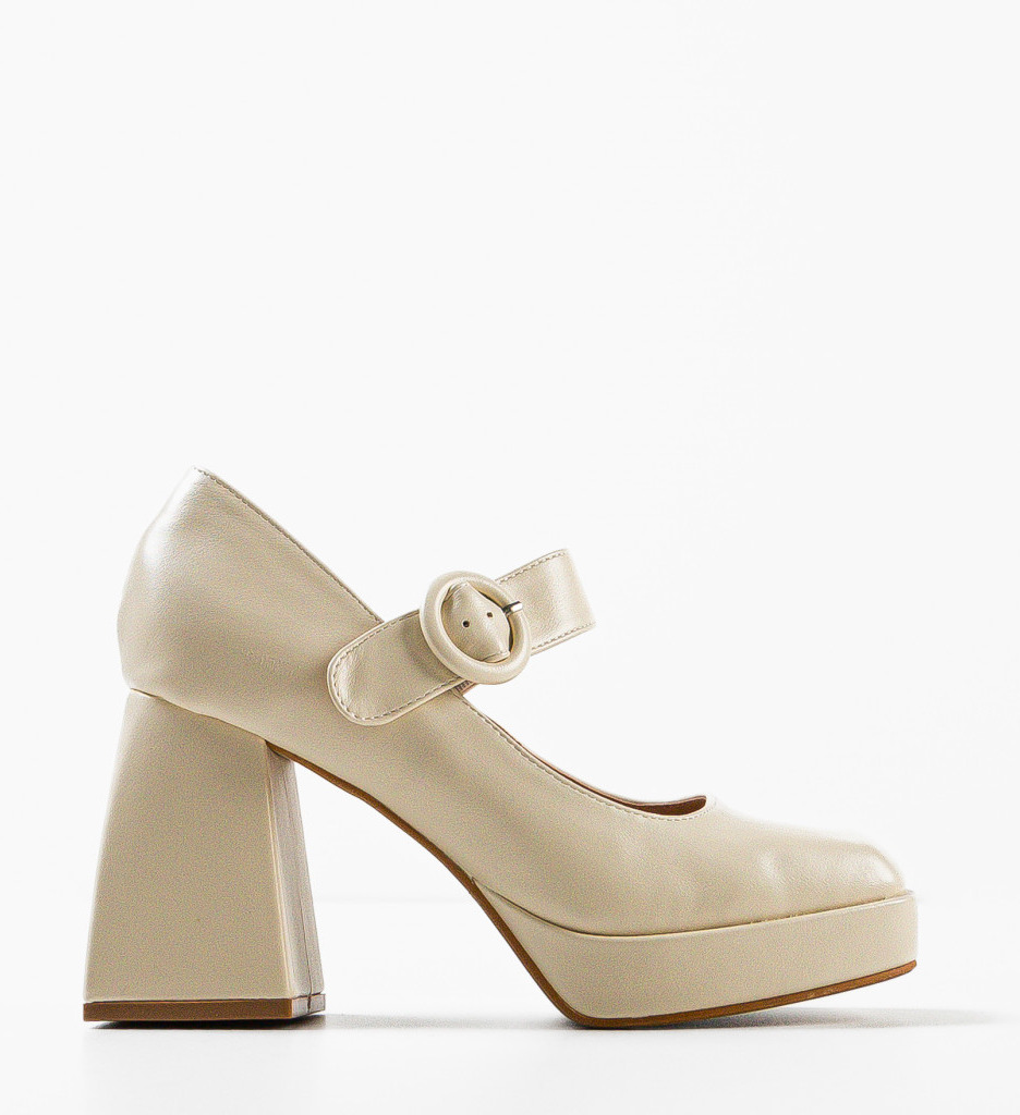 Pantofi Dama Siya Bej cu Toc Eleganți - imagine 4