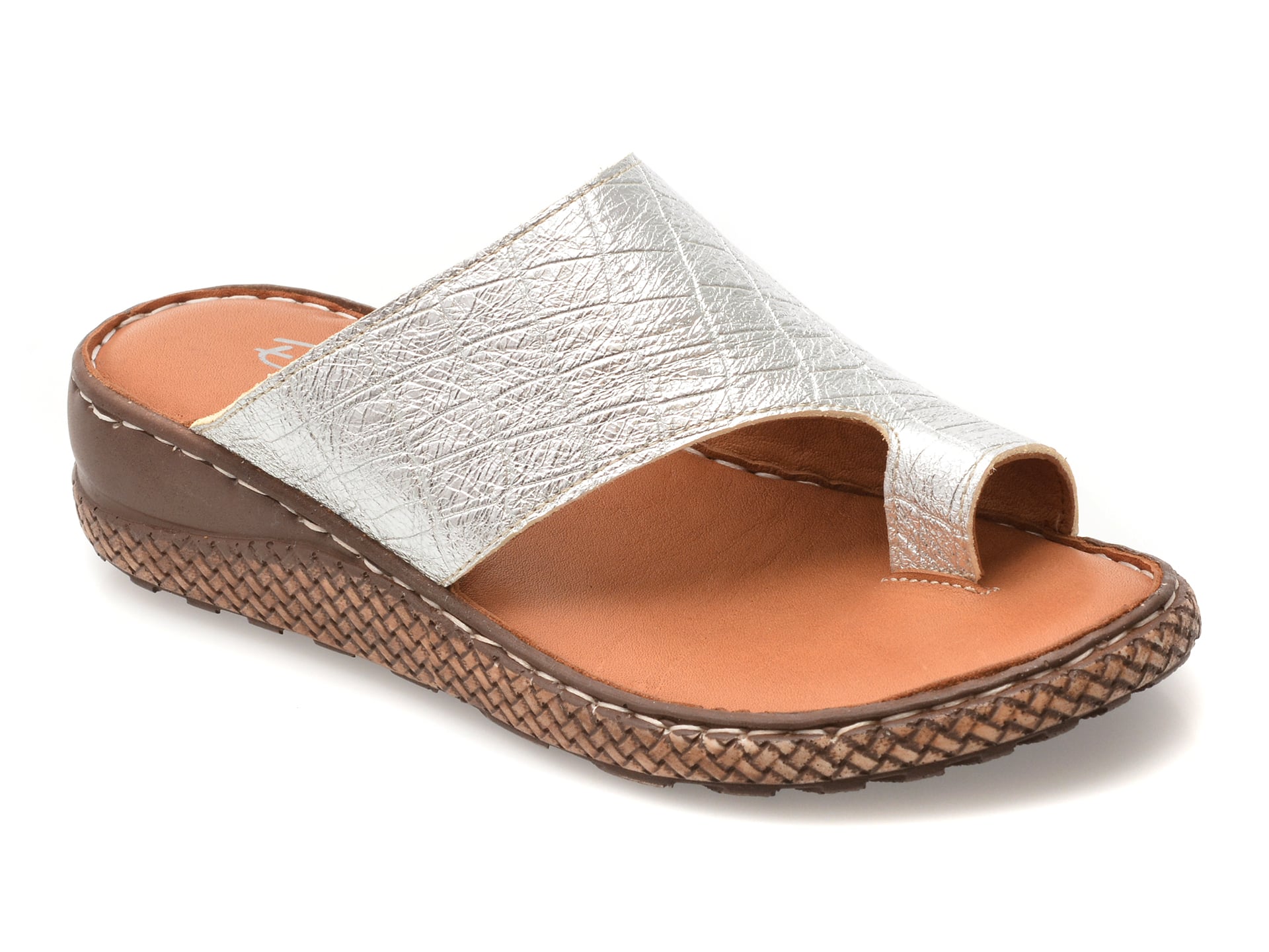 Papuci EVIDA Argintii Piele Naturală Comfort